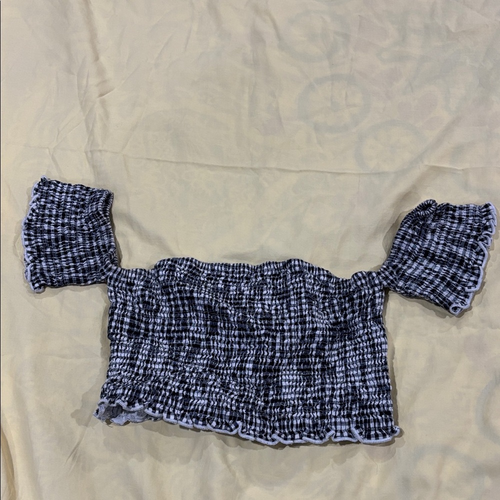 Wild Honey Blue and White Smocked Crop Top